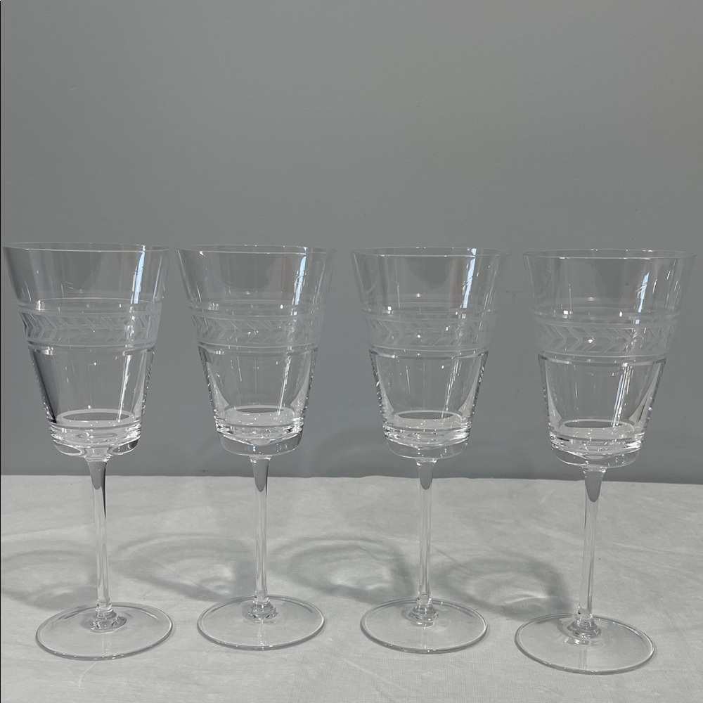 Michael Aram Palace 12 oz water goblets glasses set of 4 etched contemporary